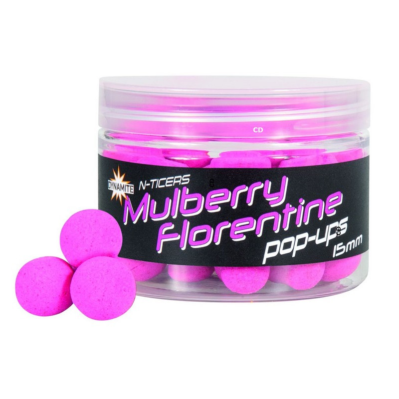 Bouillettes Flottantes Dynamite Baits N-Ticers Hookbaits Mulberry Florentine Pop-Ups 15MM 40G