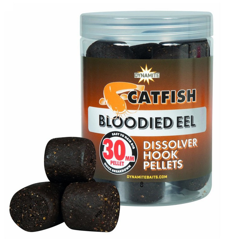 Pellets Solubles Dynamite Baits Catfish Bloodied Eel Range Dissolver Hook Pellets 30MM