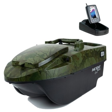 Pack Bateau d'Amorçage Anatec PacBoat Start'R Evo Camo Oak Et Sondeur ALF500
