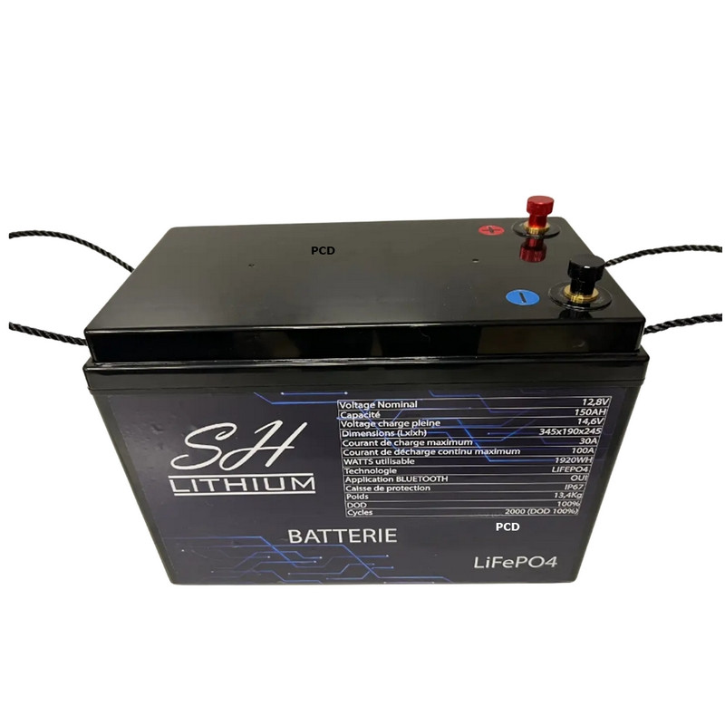 Batterie Caisse Lithium LifePo4 12V 150Ah Sh Lithium + Chargeur
