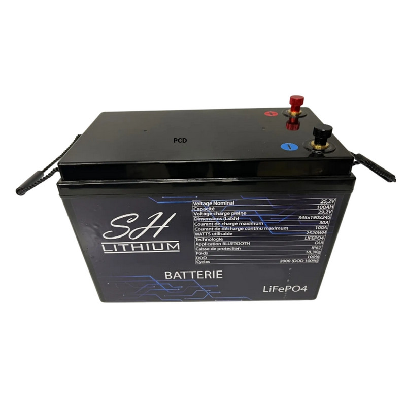 Batterie Caisse Lithium LifePo4 24V 150Ah Avec Sortie Régulée 12V Sh Lithium + Chargeur