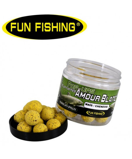 Bouillettes Flottantes Fun Fishing 60G Maïs/CHenevis Amour Blanc Pop Ups