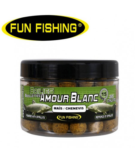 Bouillettes Flottantes Fun Fishing 250G Maïs/Chenevis Amour Blanc