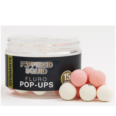 Bouillettes Flottantes Dynamite Baits Peppered Squid Fluoro Pop-Ups 15mm