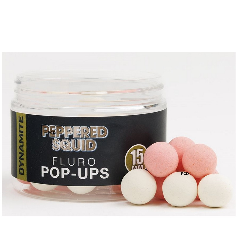 Bouillettes Flottantes Dynamite Baits Peppered Squid Fluoro Pop-Ups 15mm