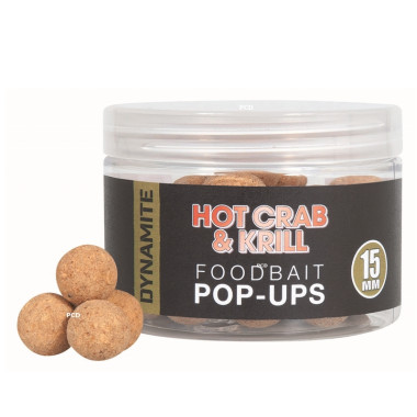Bouillettes Flottantes Dynamite Baits Hot Crab & Krill Foodbait Pop-Ups 15mm