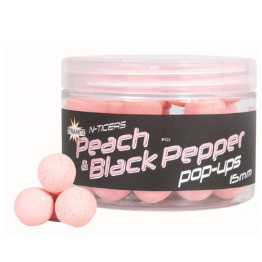 Bouillettes Flottantes Dynamite Baits N-Ticers Hookbaits Peach & Black Pepper Pop-Ups
