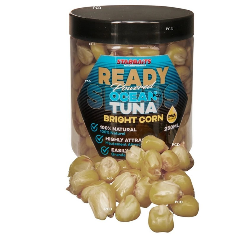 Graines Préparées Starbaits Maïs Ready Seeds Bright Corn Ocean Tuna 250ML