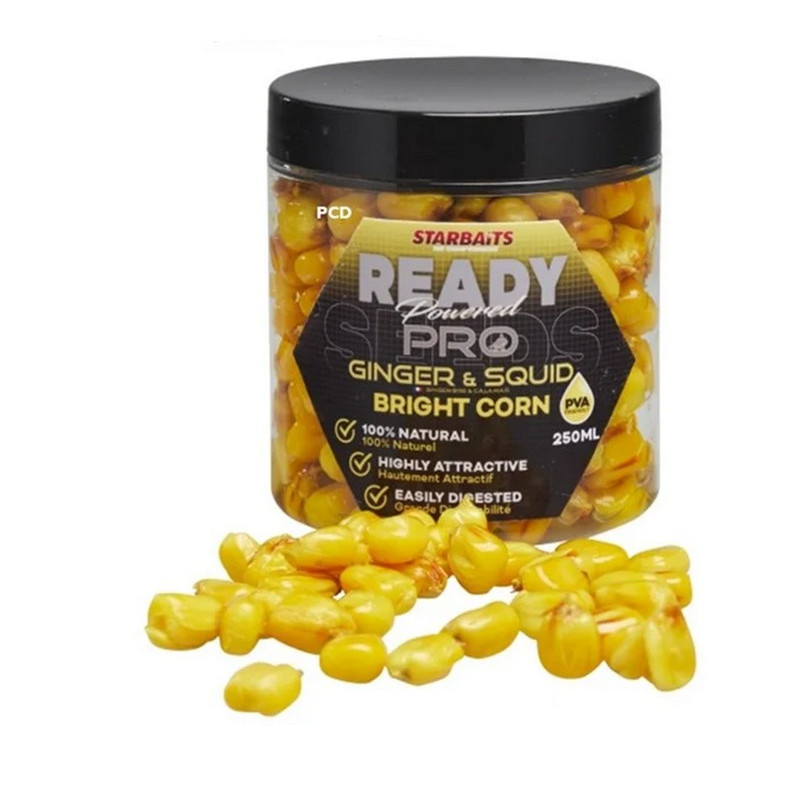Graines Préparées Starbaits Ready Seeds Pro Bright Corn Ginger Squid 250ML