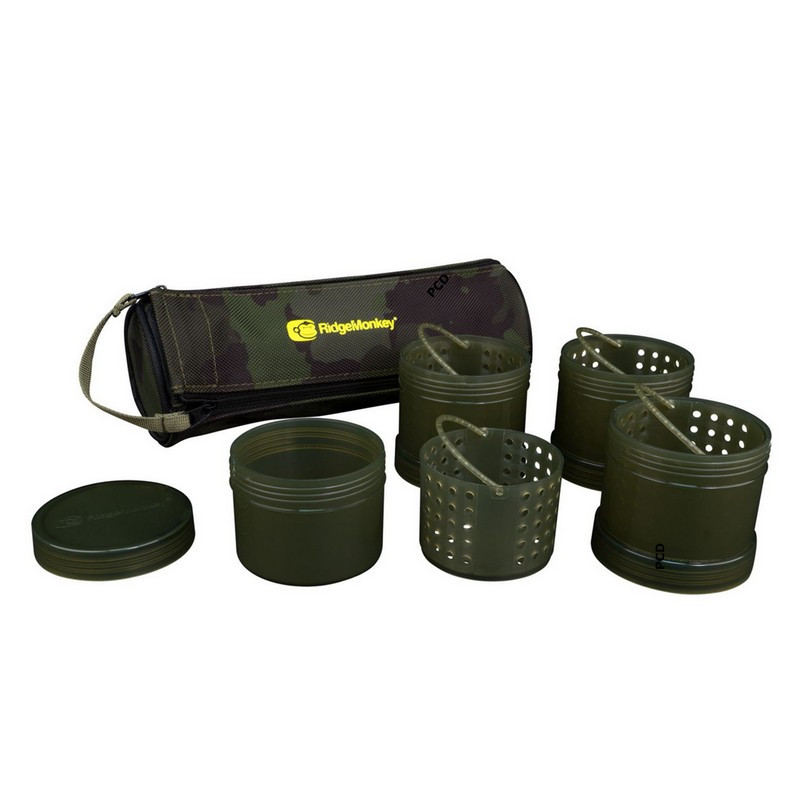 Sac + Pots Pour Appâts Ridge Monkey Modular Hookbait Pots Camo