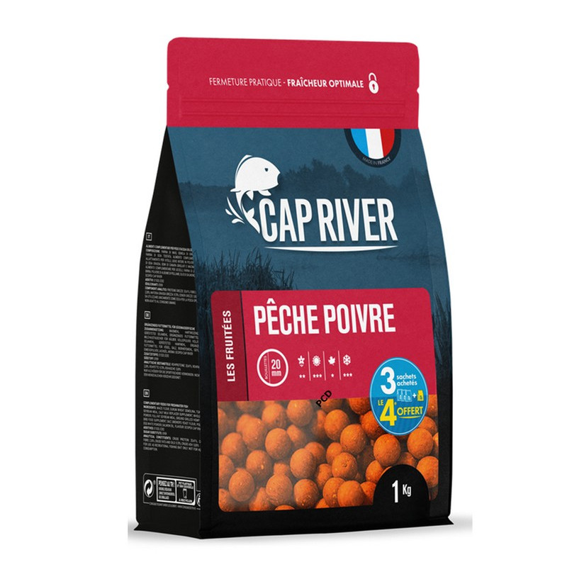Bouillettes Cap River Pêche Poivre 5KG