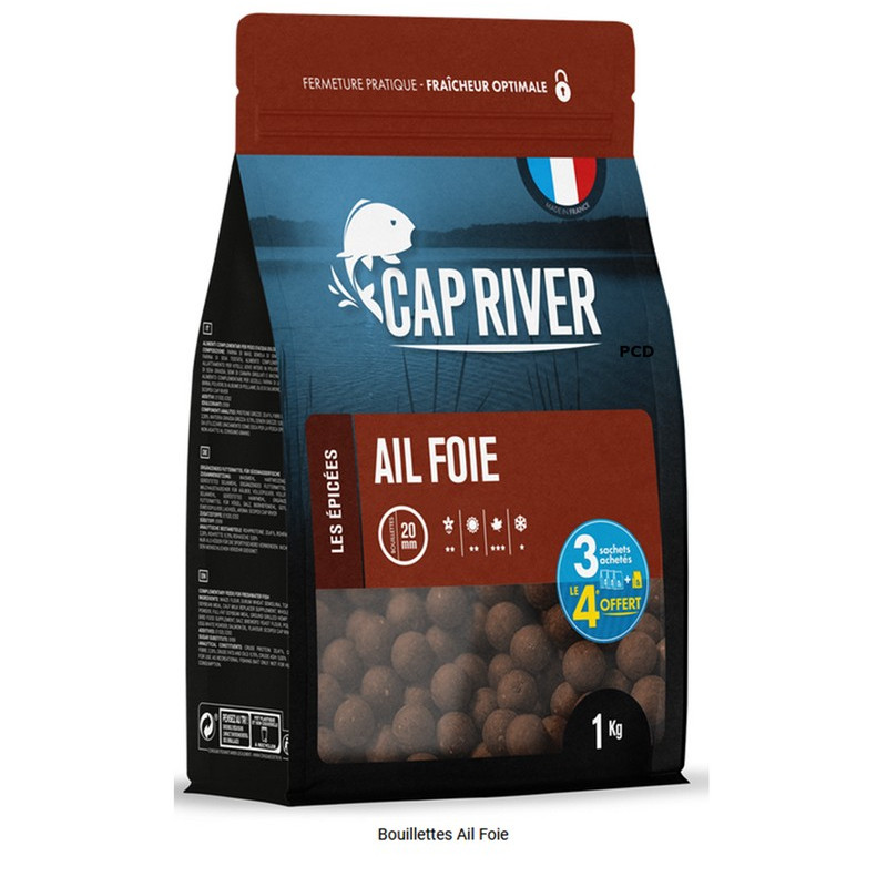 Bouillettes Amorçage Cap River Ail Foie 2KG500
