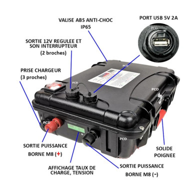 Batterie Valise Lithium Ion Polymère Prolith 48 Volts 120 Ah + Sortie Régulée 12V