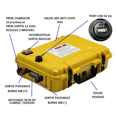 Batterie Valise Lithium Ion Polymère Prolith 12 Volts 60 Ah + Sortie Régulée 12 V