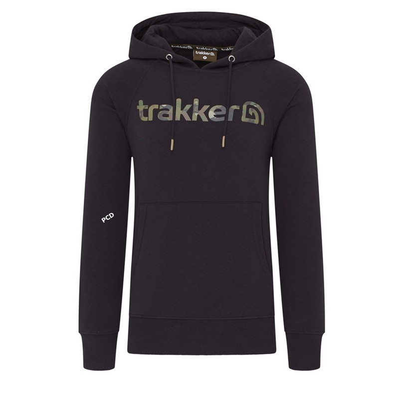 Sweat à Capuche Homme Noir Trakker CR Logo Hoody Black Camo