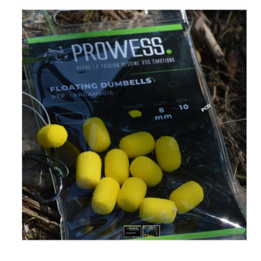 Appâts Artificiels Dumbells Flottant Eva Jaune 8x13MM Par 10