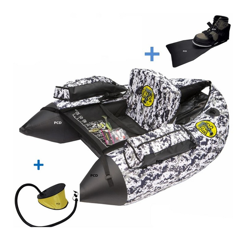 Pack Float Tube Seven Bass Def Camo Blanc + Pompe + Palmes
