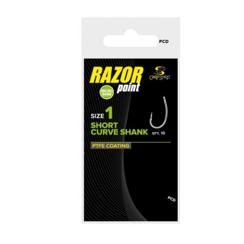 Hameçons Carp Spirit Razor Point Short Curve Shank Par 10