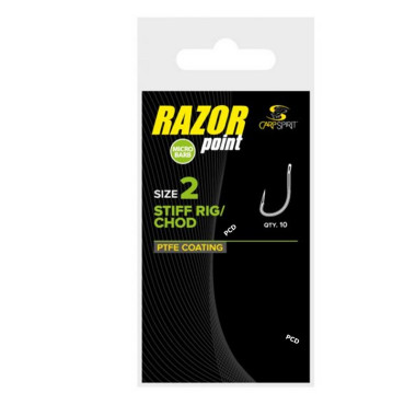 Hameçons Carp Spirit Razor Point Stiff Rig/Chod Par 10